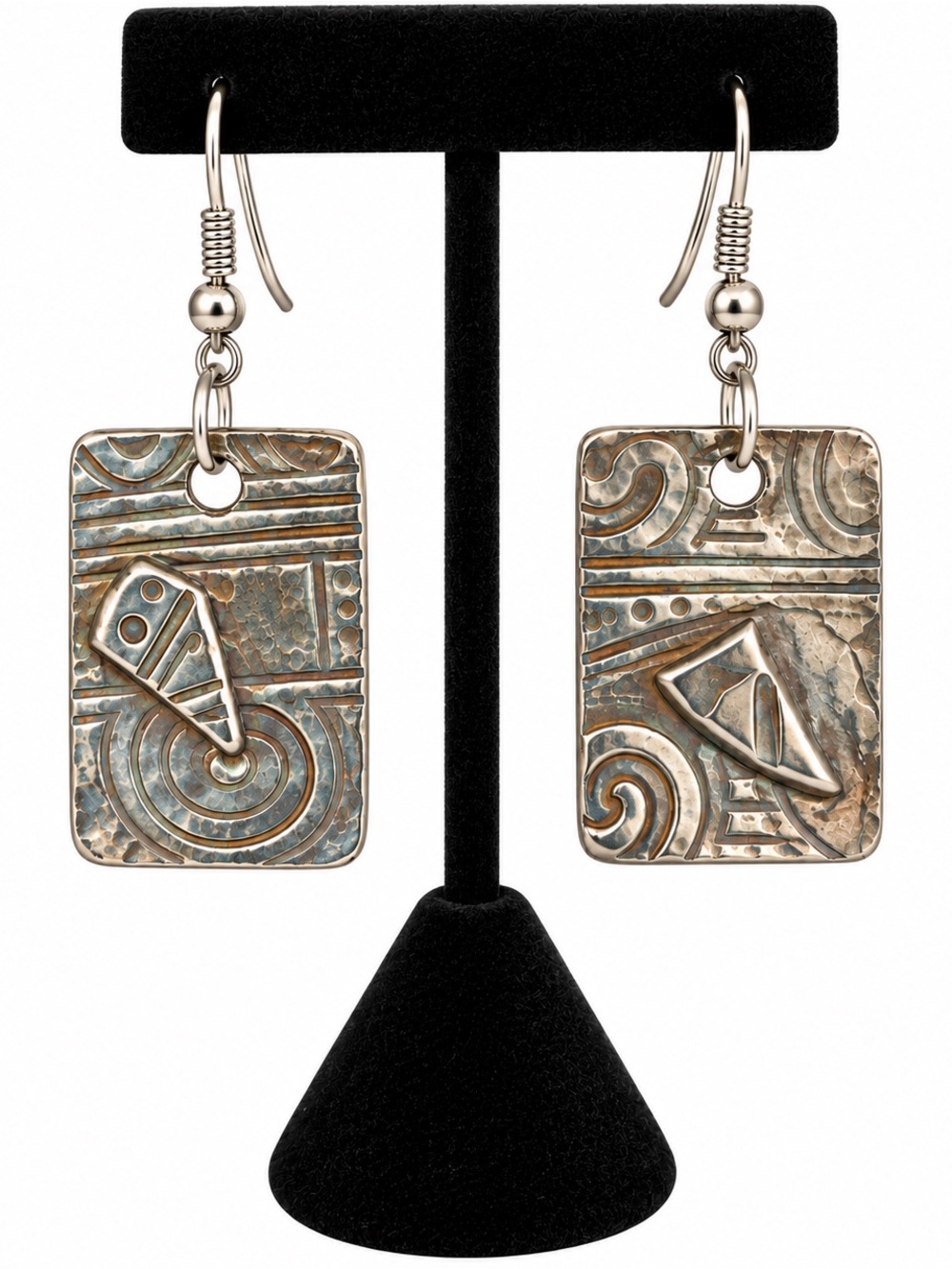 999 Fine Silver Artisan Abstract Dangle Earrings 11g